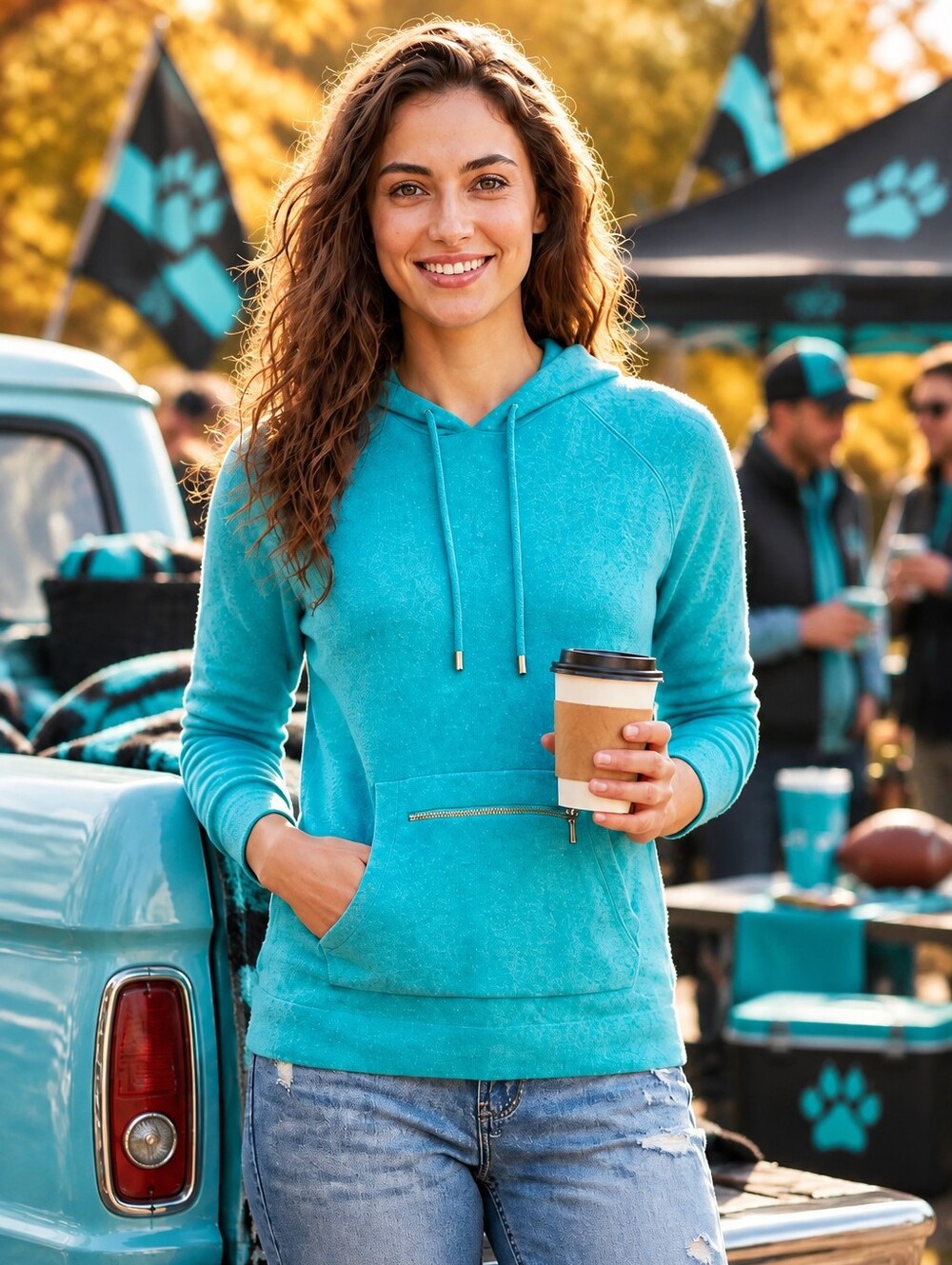 Juicy Couture Vintage Y2K Teal Knit Pullover Hoodie Gold Zip XS